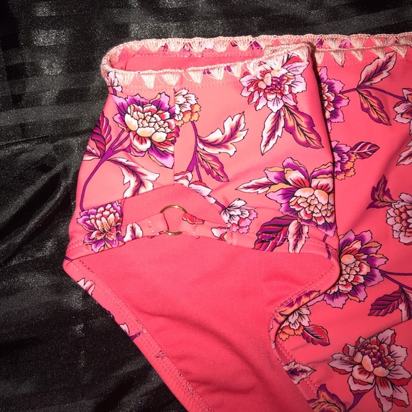 T&T Storybook Romance Coral Pink Floral Print 2 Piece Bikini Swimsuit - Picture 12 of 16